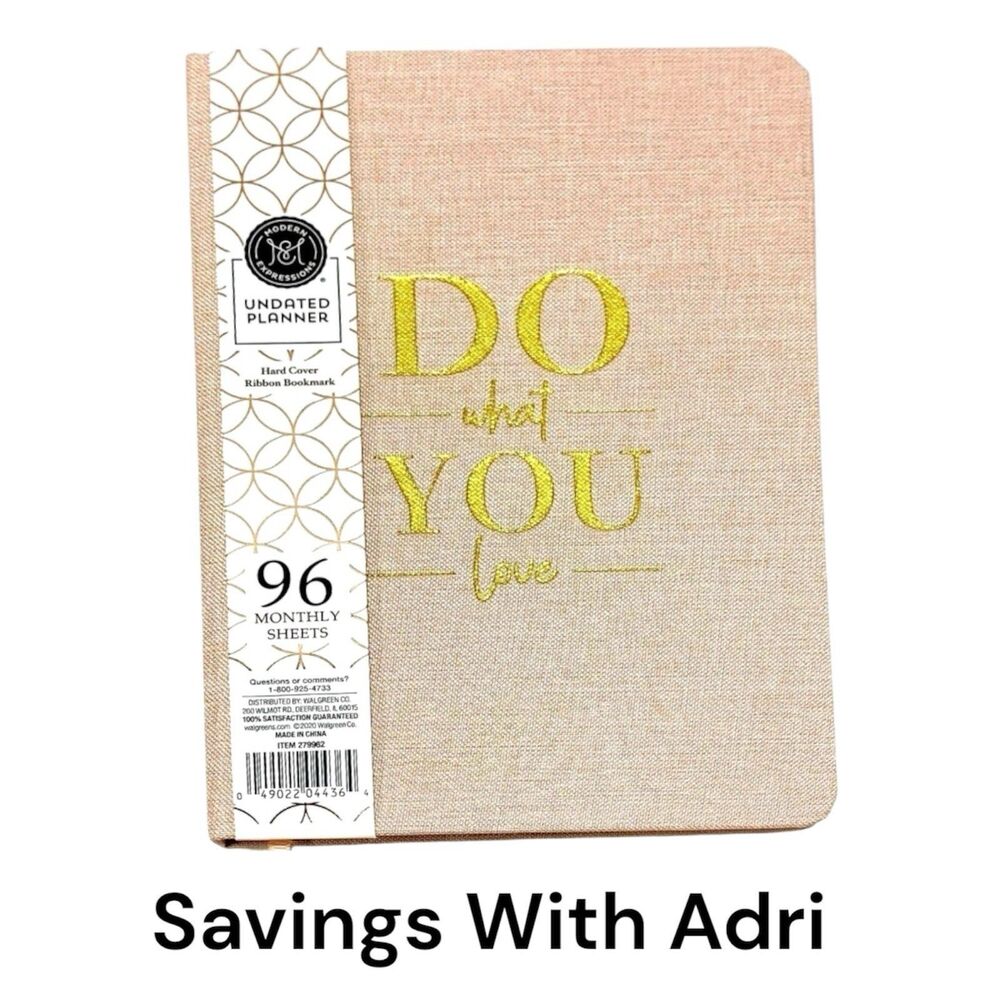 Undated Planner Weekly Monthly Layouts Hard Cover Ribbon Bookmark Notes Pages